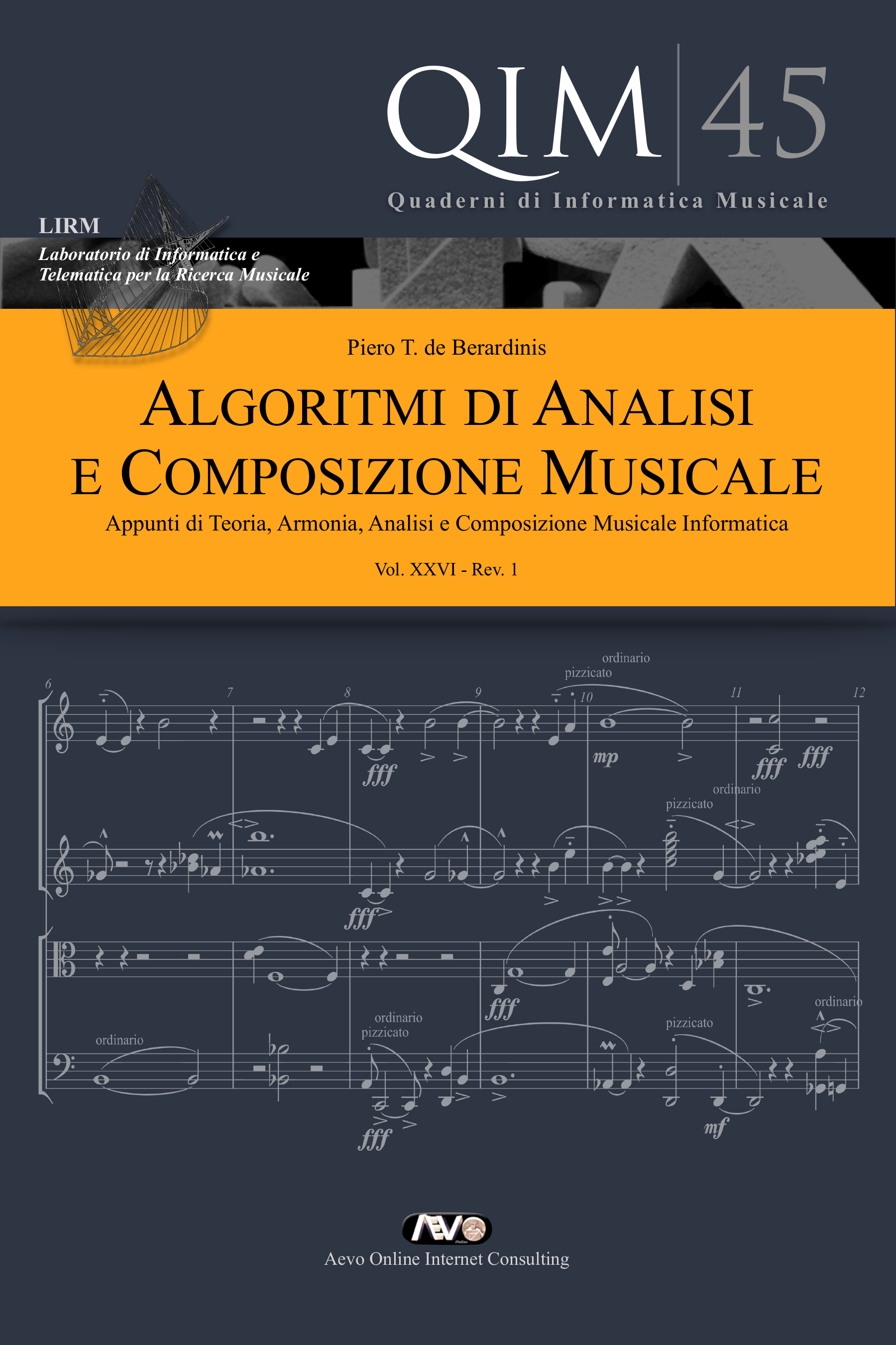 Copertina del volume QIM 45, Algoritmi di analisi e composizione musicale
